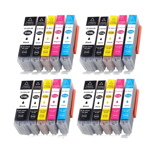 Cartucho de Tinta de Repuesto, Compatible con Canon, PGI-570 CLI-571 570XL 571XL for PIXMA MG5750 MG6850 TS5050 TS6050(20 Pcs)