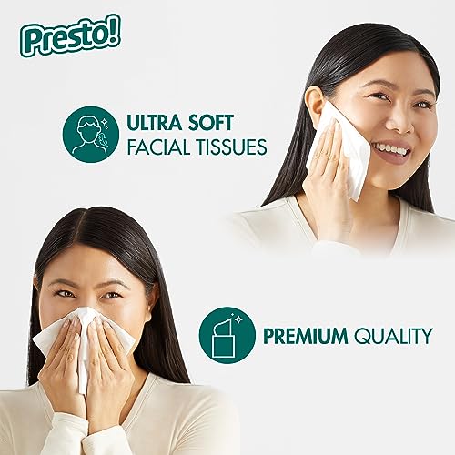 Image of Amazon Brand - Presto! Ultra 3-Ply Facial Tissue, Thick and Strong, 66 Count, Pack of 2