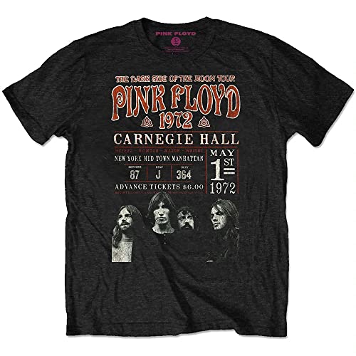 T Shirt Pink Floyd Carnegie Hall 1972 Affiche Noir Coton Éco Homme XL