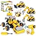 Jiakora Take Apart Toys for 4 Year Old Boys, 4-in-1 Trucks Gifts for 3 4 5 6 7 8 Year Old Boys Girls, DIY STEM Construction Vehicle Building Toys with Electric Drill Remote Control