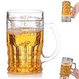 Fake Beer Glass, 14 Oz Double Layer Funny Glass Beer Mugs With Handles, Plastic Fake Beer Stein Bottle With Mezzanine, Large Quantities Funny Prank Drinking Cup For Gags And Parties