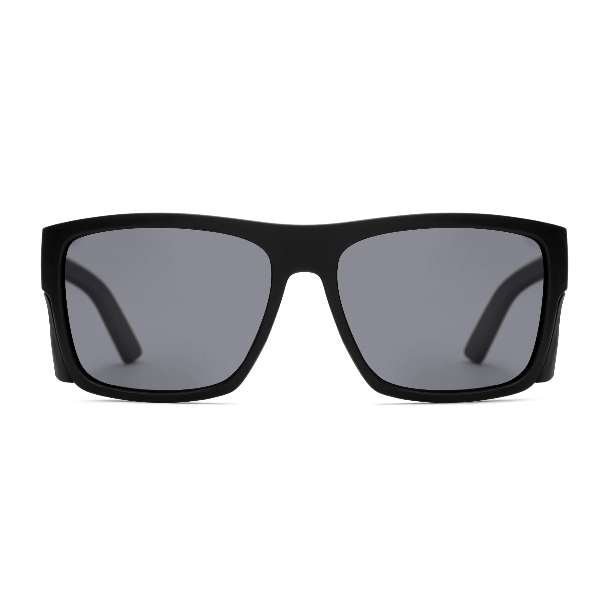 Gafas de sol de seguridad para hombre, color negro mate, polarizadas ANSI Z87+, protección UV, polarizadas negras ahumadas, 48,3 mm
