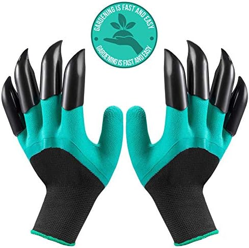 Garden Gloves With Claw Universal Size 8 Abs Plastic Claws On Left And Right Hands Green Genie Garden Gloves Quick & Easy To Dig Without Tools - Garden Claw Gloves Women Claw Gloves Gardening for All