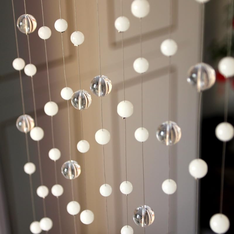 Rideau En Perles De Cristal Rideau de perles arrangement irrégulier rideau de cristal de verre transparent blanc décoration intérieure de la maison rideau de porte Pour Maison, Salon, Chambre à Couche