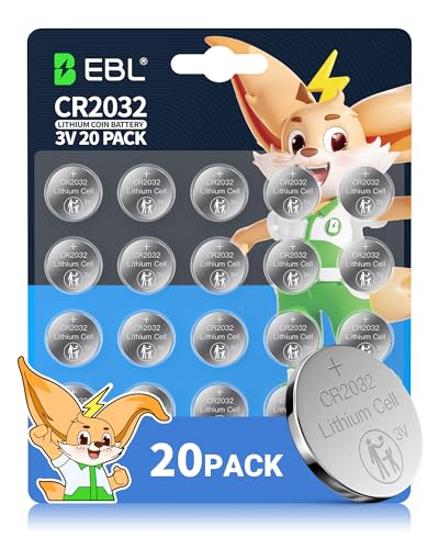 EBL CR2032 Batteries 3V Coin Battery 20 Pack...