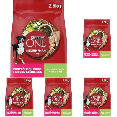 PURINA ONE Medium/Maxi >10kg | Contrôle du Poids Chiens Stérilisés| Croquettes Riches en Dinde...