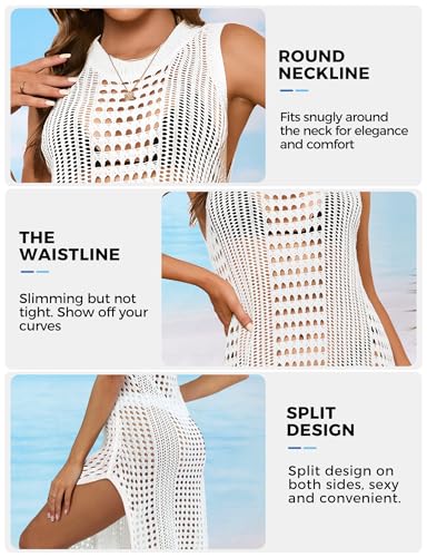 Buauty Women's Swimwear Cover Up Beach Crochet Covers Bikini Coverups Vacation Outfits with Mesh Sheer Maxi Dress Resort Wear4