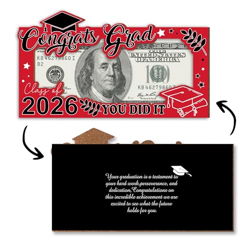 KWGLRIIM Graduation Gifts 2026 Money Holder, Wooden Graduation Money Cash Envelope Box, Cash Holder for Class of 2026 College High School Graduates Student-04