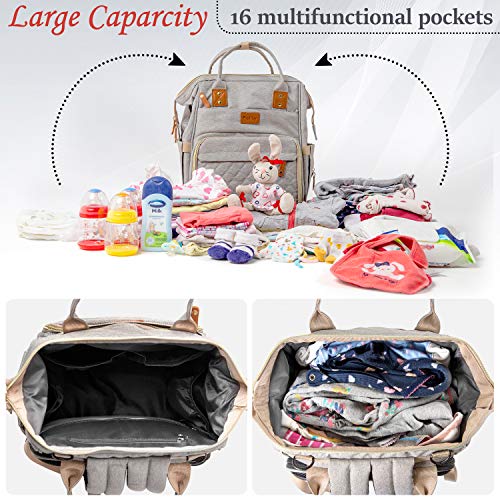 image for Felity All in 1 Portable Diaper Bag Backpack Waterproof with USB Charg