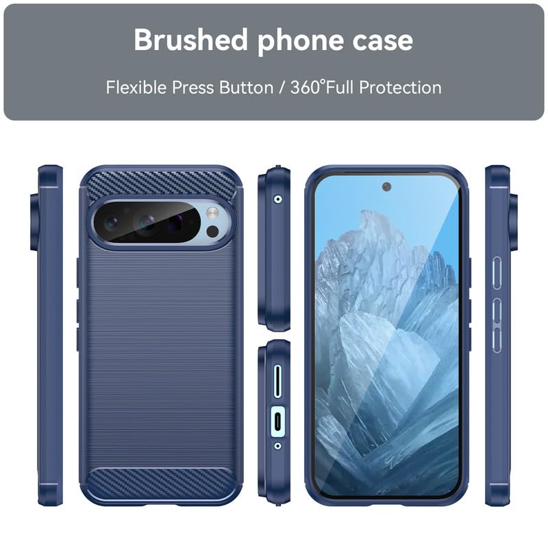 Image of Hybrid Carbon Fiber Back Case for Google Pixel 9 / Pixel 9 Pro (Blue)