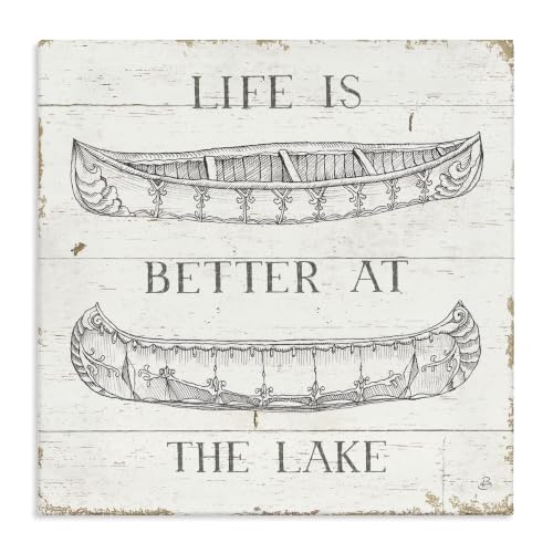 Lake House Boats Rustic Quote, 30 x 30 Inch Canvas Wall Art