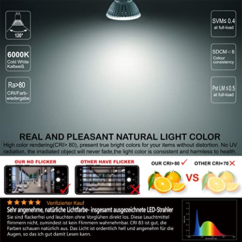 EACLL GU10 LED Bulbs Dimmable 6W Cool White 6000K Light Replace 65W PAR16 Halogen. 620LM Energy Saving Light Source - Image 2