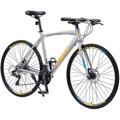 ECARPATEYE 700C Road Bike for Adult,24-Speed Unisex Hybrid Road Bicycle, Alloy Frame/Dual-Disc Brakes/Multiple Colors (Silver) Cover