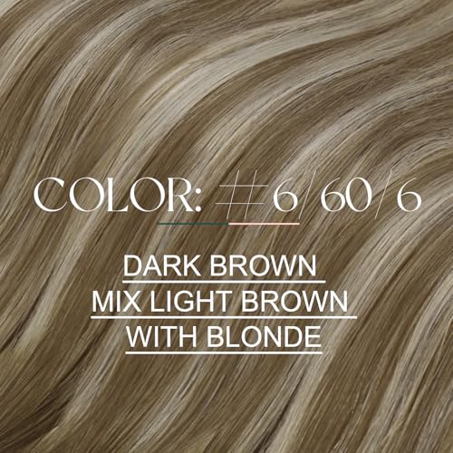Image of Easyouth 20 Inch Brown U Tip Hair Extensions Ombre, Utip Hair Extensions Human Hair Balayage, 50G 50S, Medium Brown Fading to Platinum Blonde Mix Brown, Ktip Hair Extension, for Various Occasions