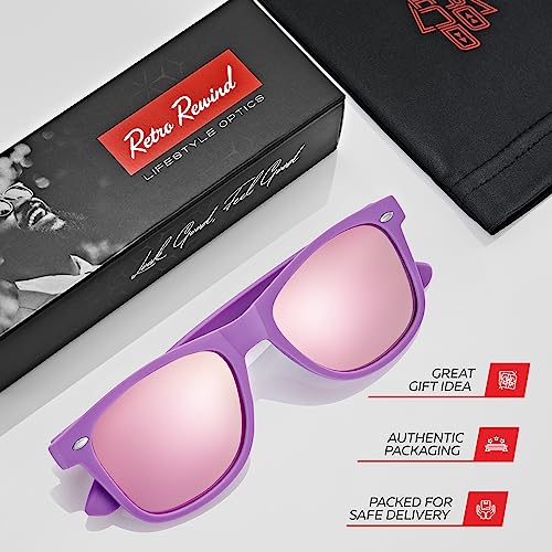 Image of Retro Rewind Polarized Sunglasses for Women Men - UV400 Classic Square Vintage Shades Trendy Unisex Sun Glasses