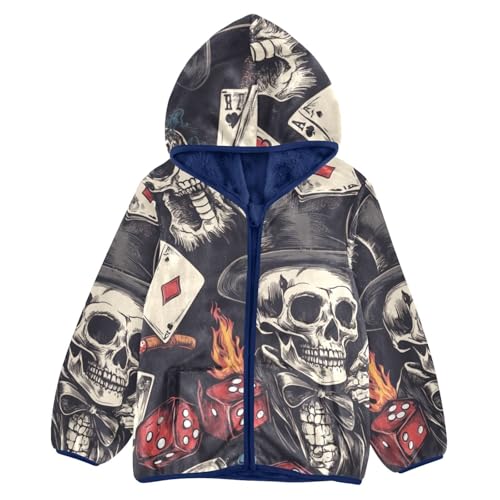 Skull Girls Fleece Jacket Girls Fall Jacket Girls Zip Up Hoodie Girls Sherpa Jacket 2-10T