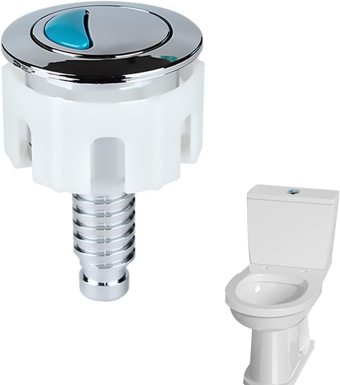 Toilet Flush Buttons Replacement, Round Head Dual Push Button Toilet Flush Toilet Cistern Flush Parts Compatible with Ideal Cistern Tank Toilet Flush System