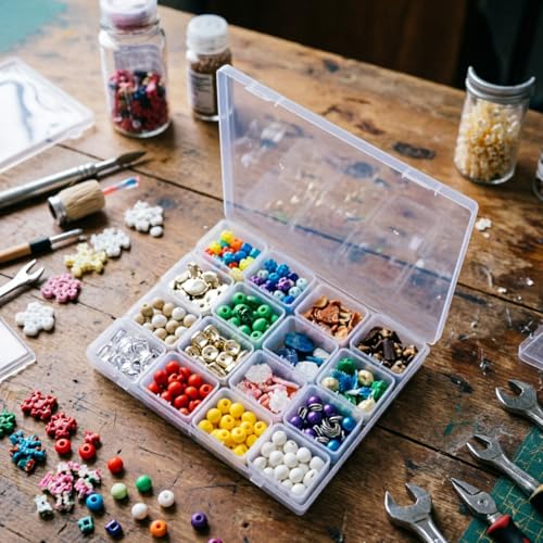 Image of 85 Pack Rectangular Mixed Sizes Clear Plastic Storage Containers | Hinged Lid, For Beads and Small Craft Items, 5 Outer + 80 Inner Boxes