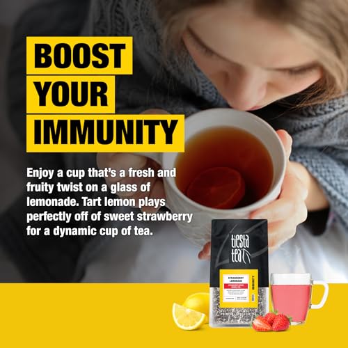 Image of Tiesta Tea - Strawberry Lemonade, Loose Leaf, Strawberry Lemon Herbal Tea, Premium Non-Caffeinated Fruit Blend, Make Hot or Iced & Brews Up to 200 Cups, 16 Ounce Resealable Bulk Pouch