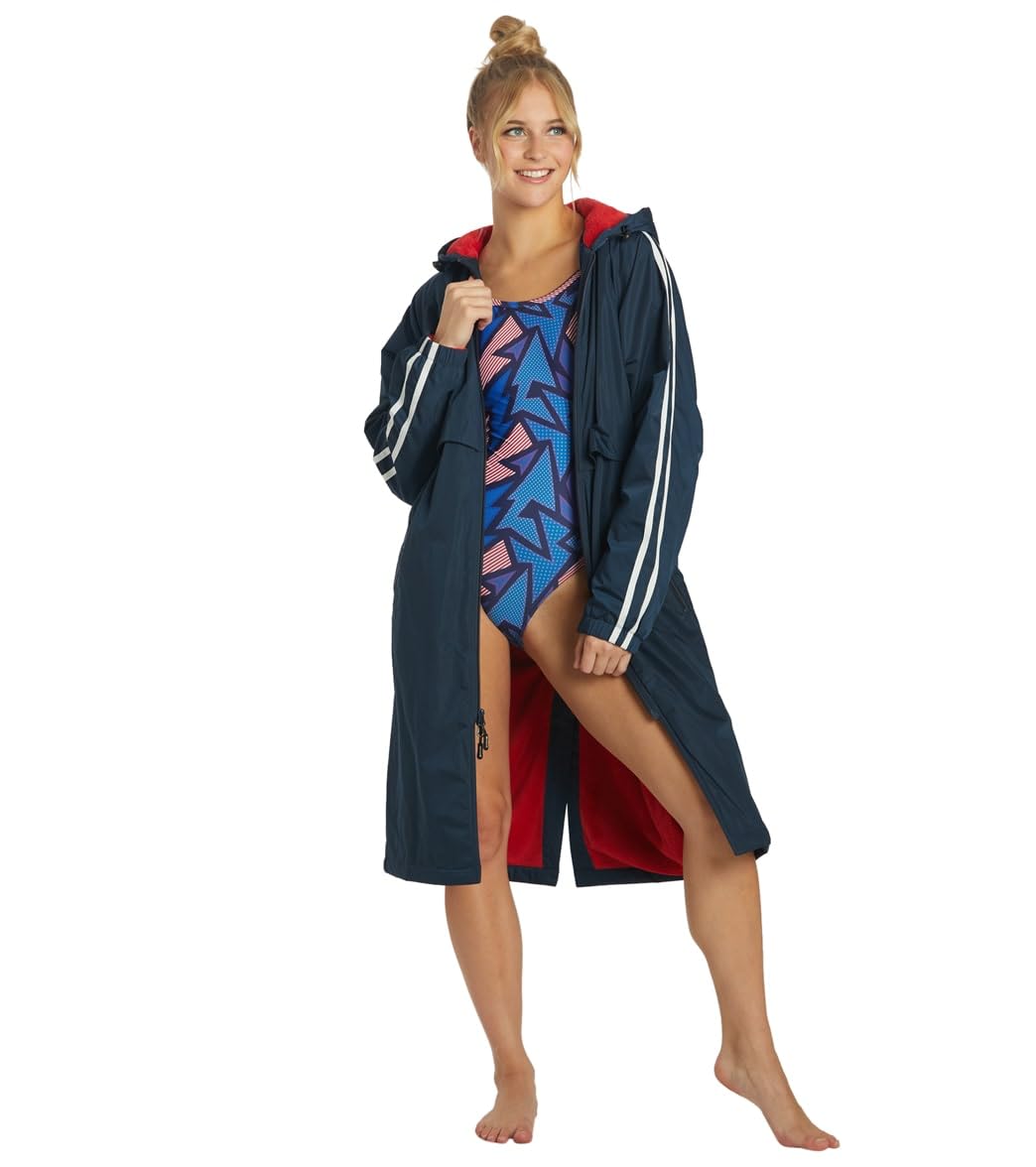 Sporti Unisex Swim Parka with Comfort Plush Fleece Lining, Multi Pocket Zipper - Water Resistant Swim Coats for Women & Men