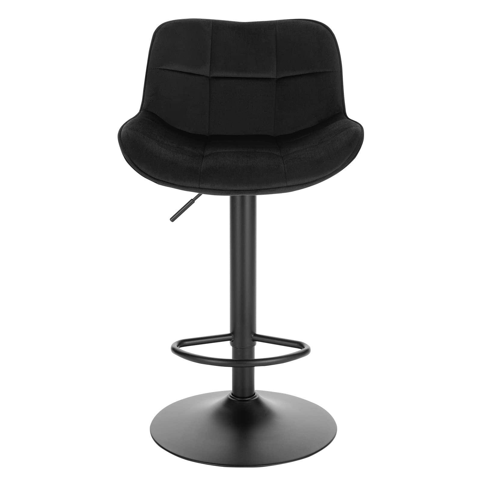 EUGAD Taburetes de Bar Giratorio con Respaldo y Reposapies, Negro | Taburetes Altura Ajustable 60-81,5 cm, para Bar y Cafetería, Terciopelo