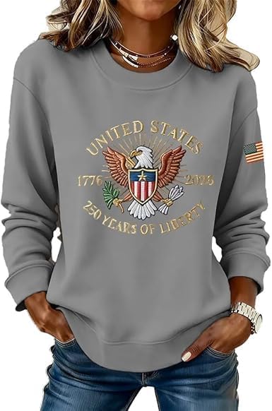 Women's 250 Anniversary USA Shirt Casual 1776-2026 250th Anniversary Sweatshirt Patriotic Pullover Top