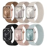 6 Pack Braided Solo Loop Compatible with Apple Watch Band 40mm 41mm 38mm 42mm 44mm 45mm 46mm 49mm Women Men, Elastic Stretchy Nylon Solace Straps for iWatch Series 10 9 8 7 6 5 4 3 Ultra 2 SE SE 2 -  Knossen