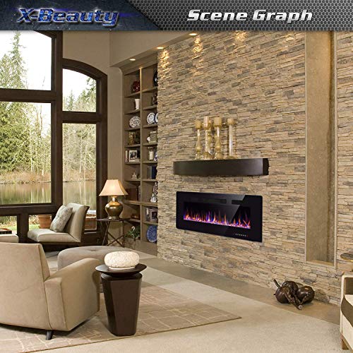Image of 68 inch Electric Fireplace Recessed and Wall Mounted Insert