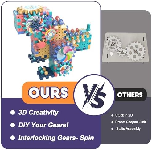 Gear Toys Interlocking Building Blocks, 150 Piece Educational Engineering Building Toys Set, Creative Construction STEM Kits for Boys Girls, Waffle Blocks for Kids Ages 3+