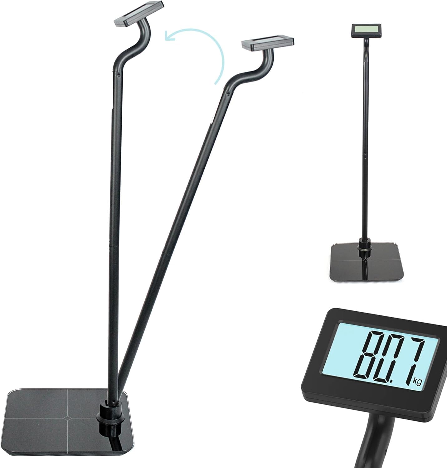 Vibell Pesa Persona Easy Reading con schermo ravvicinato – Bilancia, grande schermo e lettura in altezza, ultra piatta, grandi cifre, retroilluminazione – Carico massimo di 180 Kg, nero