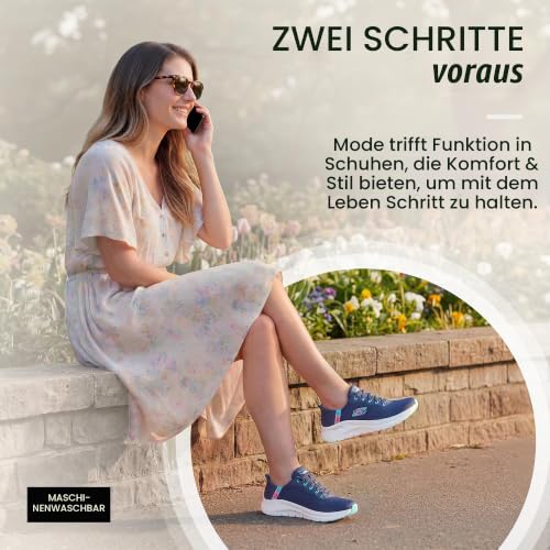 Skechers Damen Arch Fit 2.0 Easy Chic Slip-InTurnschuhe, Navy Mesh/Turquoise Trim, 37.5 EU Large – Ansicht 3