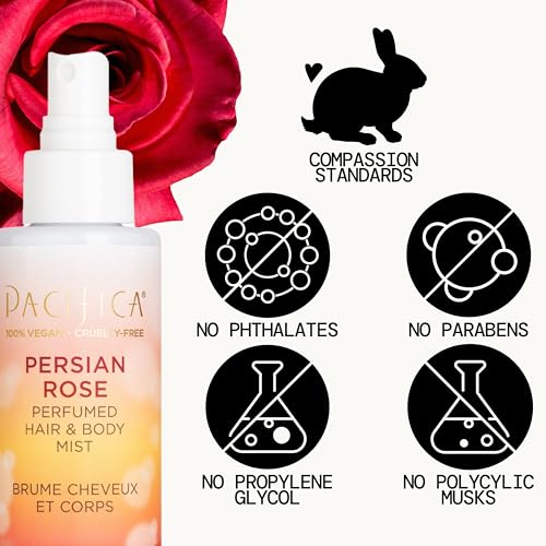 Image of Pacifica Persian Rose Perfumed Hair & Body Mist, Alcohol-Free Spray Designed For Head-To-Toe Wear, Vegan & Cruelty-Free, 6 Fl Oz