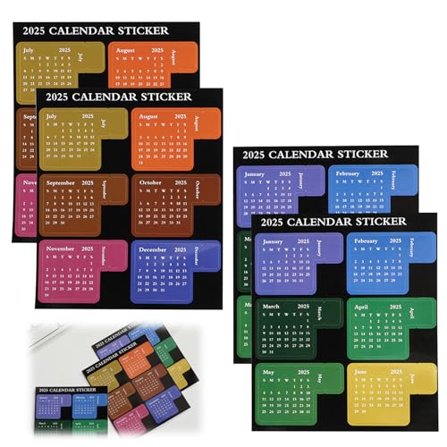 カレンダー 2025 手帳 付箋 24枚 ミニ 貼って剥がせる DIY マルチカラー ノート スケジュール帳 手帳用 インデックスシール 付箋 メモ インデックス 文房具 日めくり シール