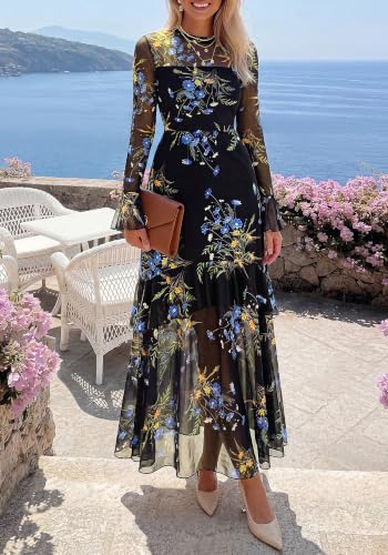 Image of BTFBM Elegant Wedding Guest Dress Long Sleeve Maxi Dresses for Women
