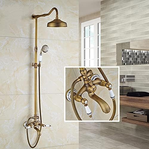 Colonne de douche pluie laiton antique mitigeur retro céramique 8 pouces