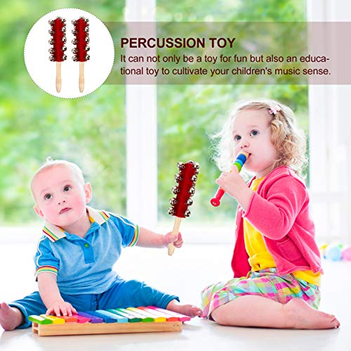 Ibasenice Instruments Hand Bell 2Pcs Sleigh Bells Jingler Bell Stick Plaything Kids Jingler Bell Stick Toy Jingler Bell Stick Instrument Jingle Bells Percussion Shakers Musical Instruments Hand Bell #TOP1