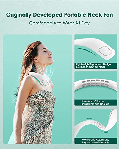 Vthw Neck Fan, Portable Neck Fan Rechargeable 4000Mah With 3 Speeds Adjustable, Personal Fans For Your Neck 360° Surround Cooling For Outdoor Indoor #TOP2