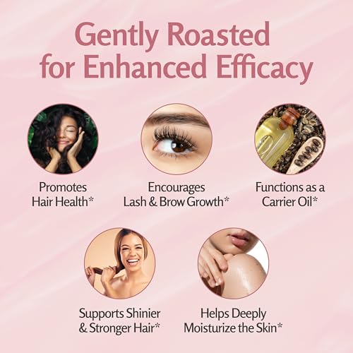 Image of 100% Organic Cold-Pressed Black Castor Oil for Hair Growth, Promotes Thicker Lashes and Eyebrows | Hexane-Free & Unrefined in a 4 fl oz Glass Bottle with Dropper | Eyebrow and Eyeliner Brush Included