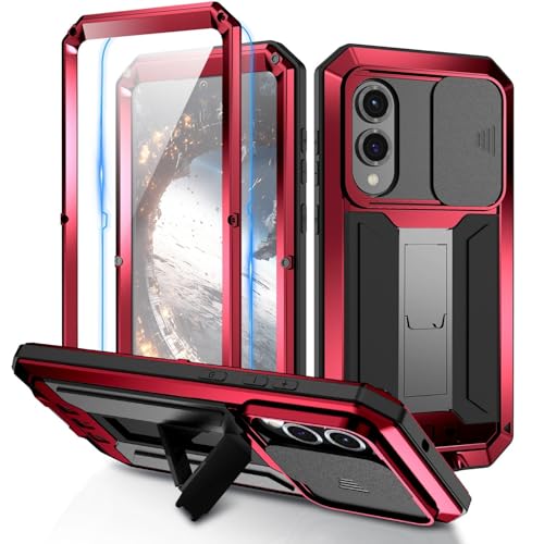 Coque Samsung S24 Plus noire antichoc métal et silicone rigide avec support intégré