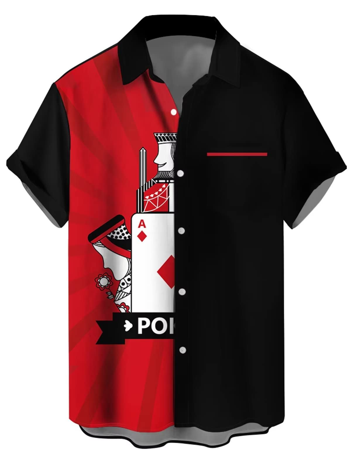 WhoinshopMen's Short Sleeve Button Down Bowling Shirts Hawaiian Casual Printed Beach Shirt Summer Regular Fit Top