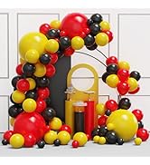 Red Black Yellow Balloons Arch Kit, 134Pcs Red and Yellow Latex Balloons for Birthday, Baby Showe...