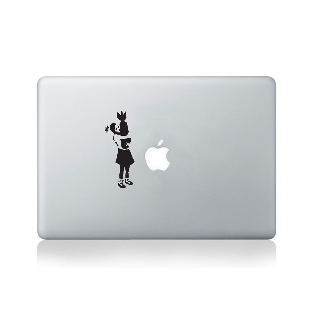 Banksy Girl Hugging Bomb Vinyl Macbook Decal / Laptop Decal - Fits Macbook Air (11-inch and 13-inch), Macbook Pro (13-inch and 15-inch), Macbook Pro Retina (13-inch and 15-inch) and Macbook Retina (12-inch)