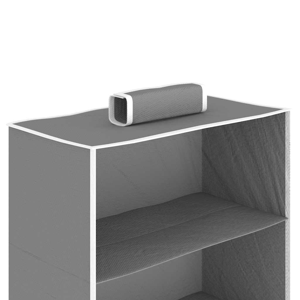 Wisząca szafka 2 szt. z 6 półkami, z materiału, składana, z regulacją wysokości, do sypialni, korytarza, biura, stabilna garderoba na kółkach, uniwersalny system porządkowania, szaro-biały