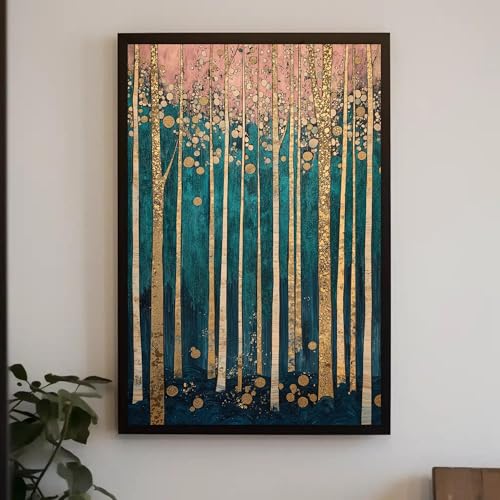 Affiche Forêt Turquoise TONGYINLI - Art mural abstrait et vintage nature sur toile 40x60cm