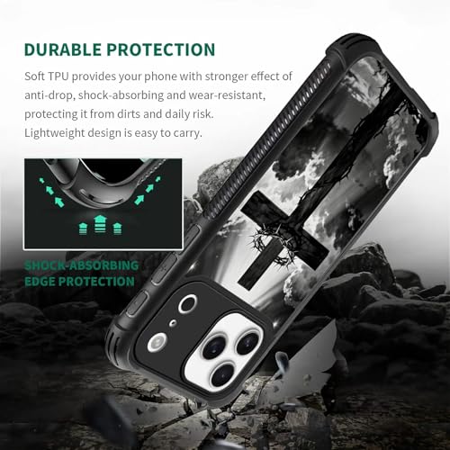 AshaPro for iPhone 17 Pro Max/18 Pro Max Case Compatible with MagSafe Wireless Charging,Military Grade Drop Protection,4 Bumper Corner for Men,Cell Phone Cover Pattern 6.9inch Thorn Cross by AshaPro - Used condition - Image 3