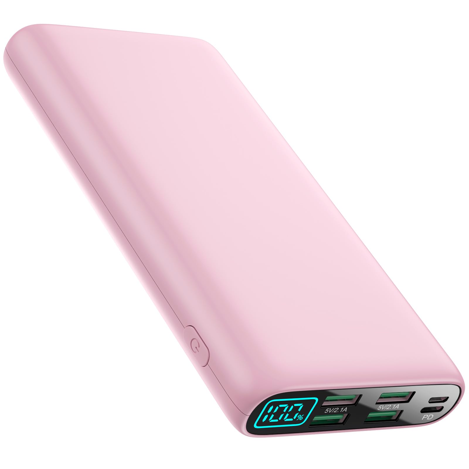 Portable Charger 38800mAh,LCD Display Power Bank,5 USB Outputs Battery Pack Backup,USB-C in&out Dual Input Phone Charging Compatible with iPhone 16/15/14/13 Pro,Android Samsung Galaxy Pixel Nexus-Pink