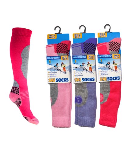 Kids Ski Socks 3 Pack Girls UK 9-12, EU 27-30