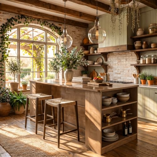 Tribesigns 71" Kitchen Island with Storage and Seating, Wooden Stationary