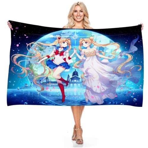 Ailaikei Anime Strandtuch-Sailor Moon-duschtuch Kinder -Mädchen Strandtuch-Weiche, sandfreie Handtücher für Erwachsene und Kinder-70x140cm (1,70x140cm)