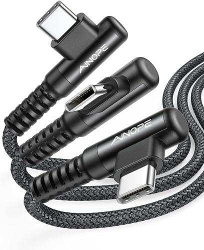 Image of AINOPE Right Angle USB Type C Cable [3-Pack 3.3ft /6.6ft /10ft] 3.1A Fast Charging USB to USB C Cable, Nylon Braided USB C Charging Cable Compatible with Galaxy S21+ Ultra, iPad mini /Air /Pro, Pixel 6X